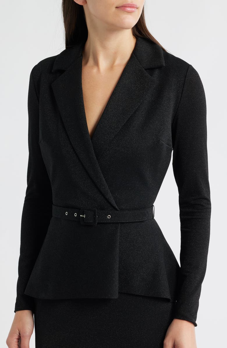 Chiara Boni La Petite Robe Thadira Belted Long Sleeve Dress, Alternate, color, Black