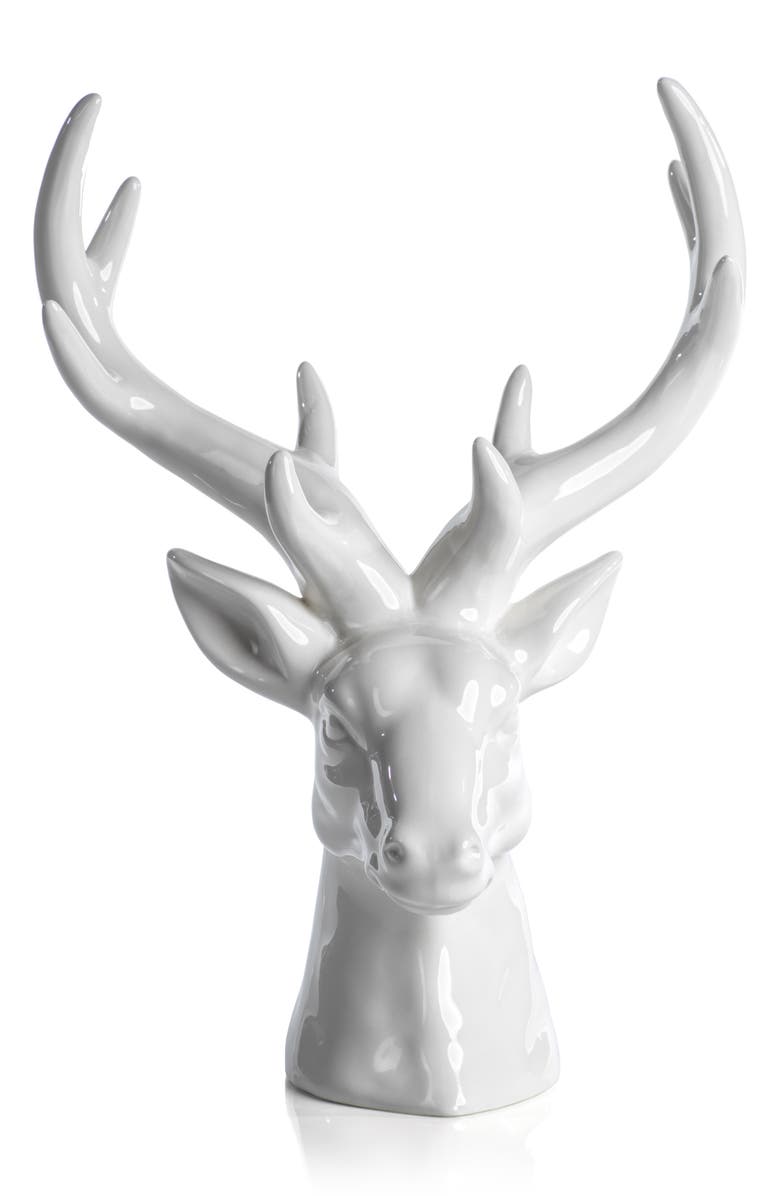 Zodax Stag Head Ceramic Figurine, Main, color, White