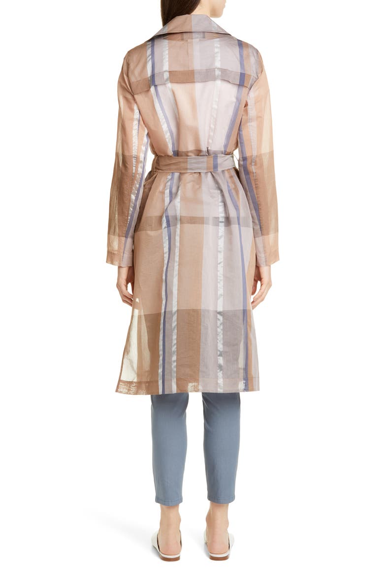 Evangelina Pavilion Plaid Trench Coat, Alternate, color, AMARETTO MULTI