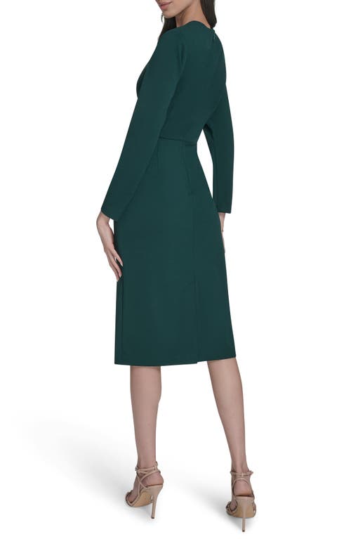 Calvin Klein Stretch Crepe Midi Sheath Dress In Green