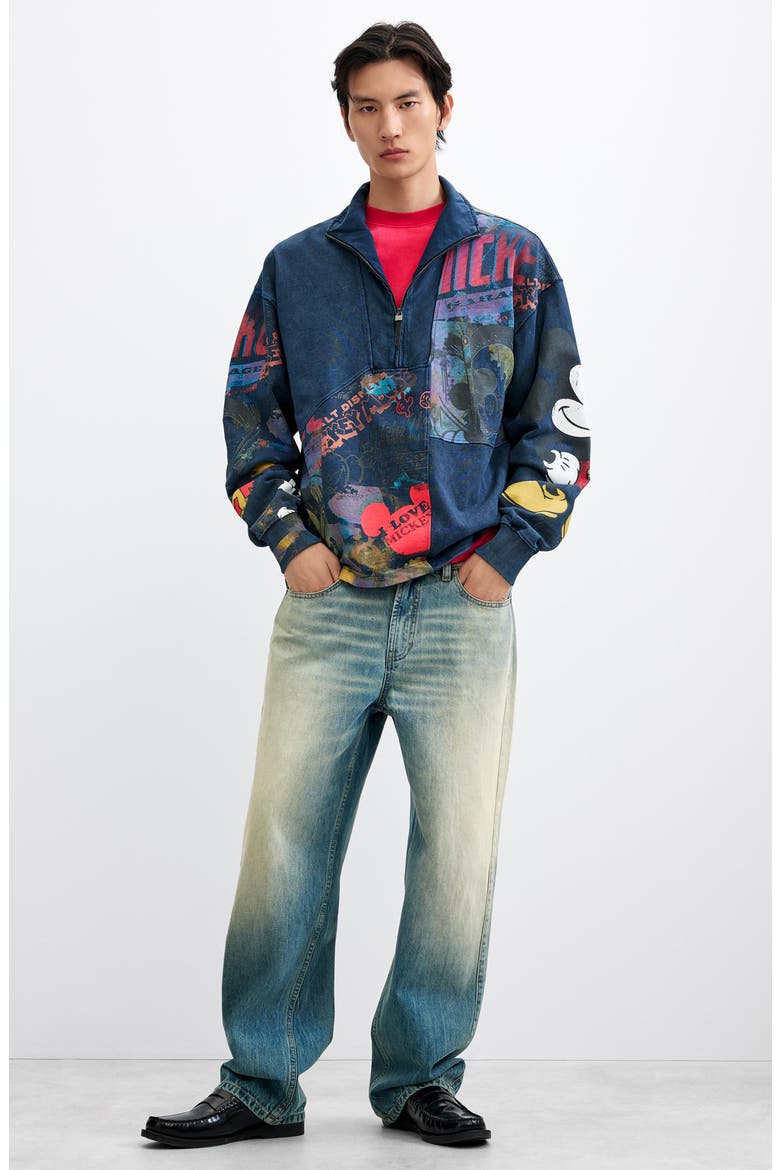 Mickey Collage Sweatshirt, Alternate, color, NAVY BLUE