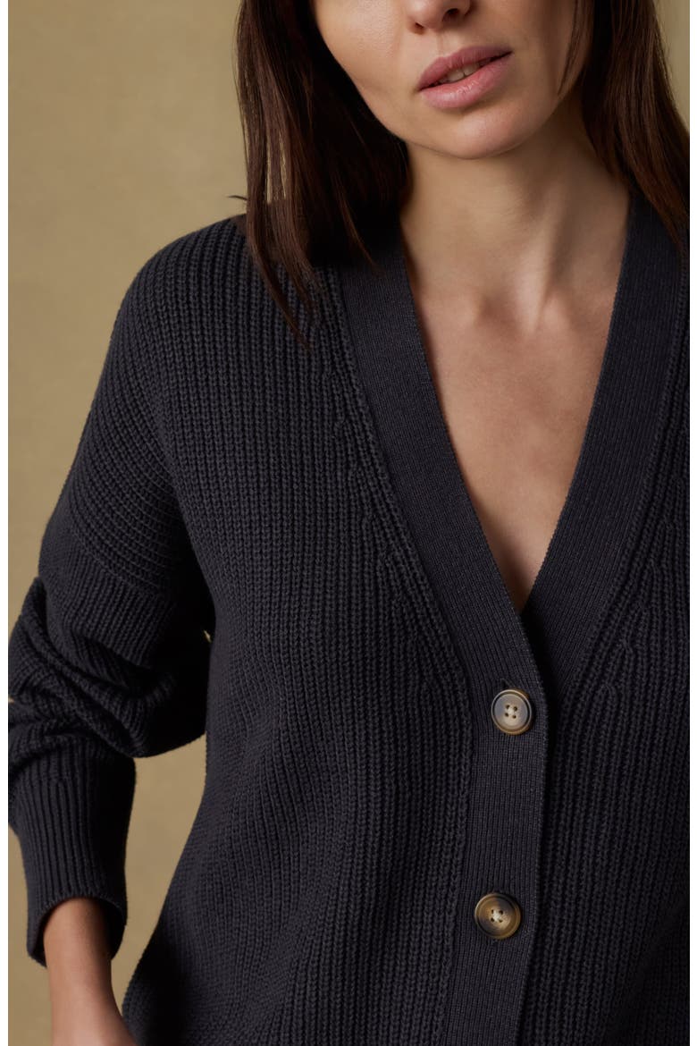 Miramar Linen & Organic Cotton Cardigan, Alternate, color, WASHED BLACK