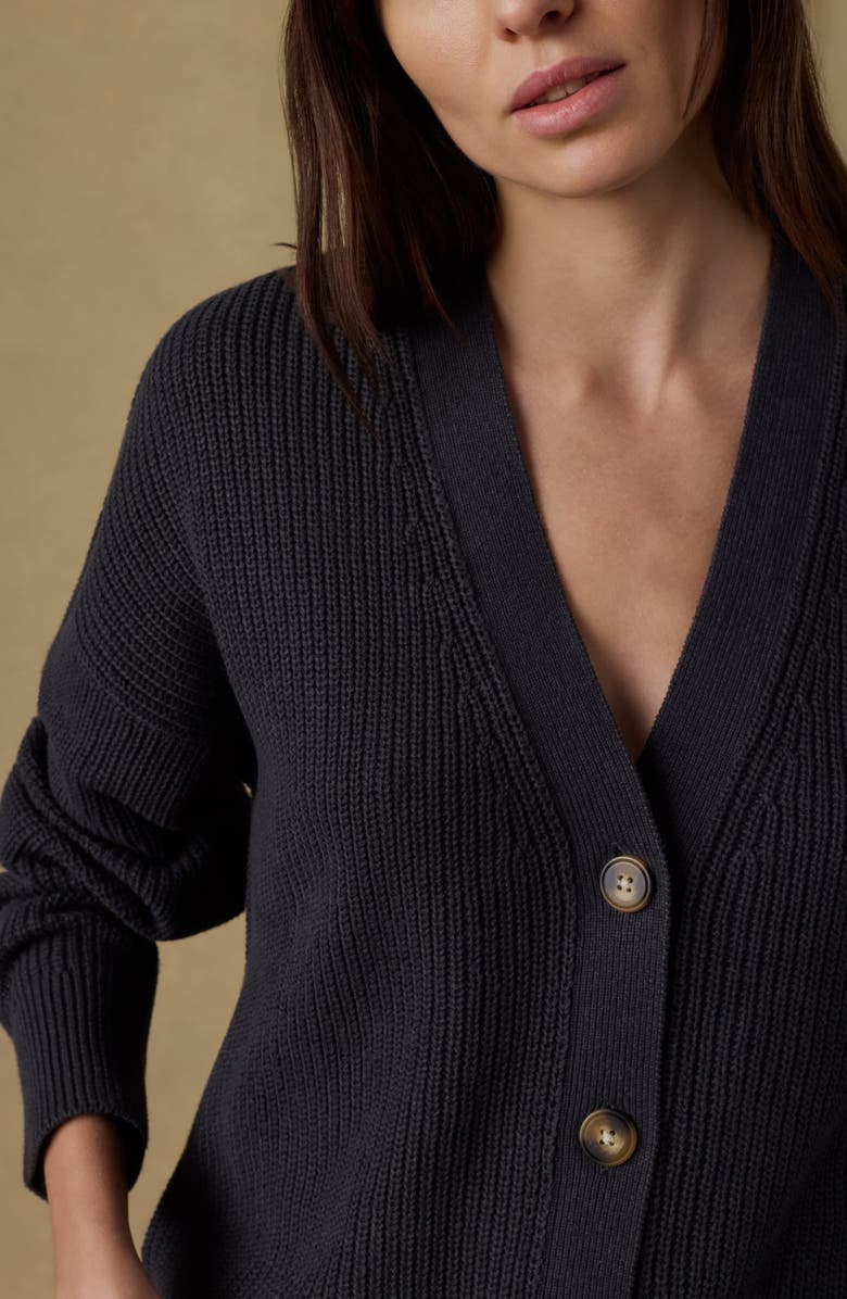 Faherty Miramar Linen & Organic Cotton Cardigan, Alternate, color, Washed Black