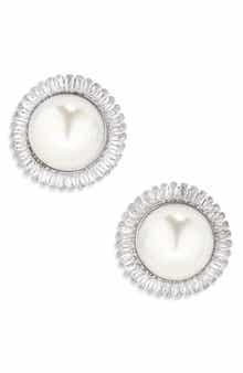 Tasha Cubic Zirconia & Faux Pearl Stud Earrings