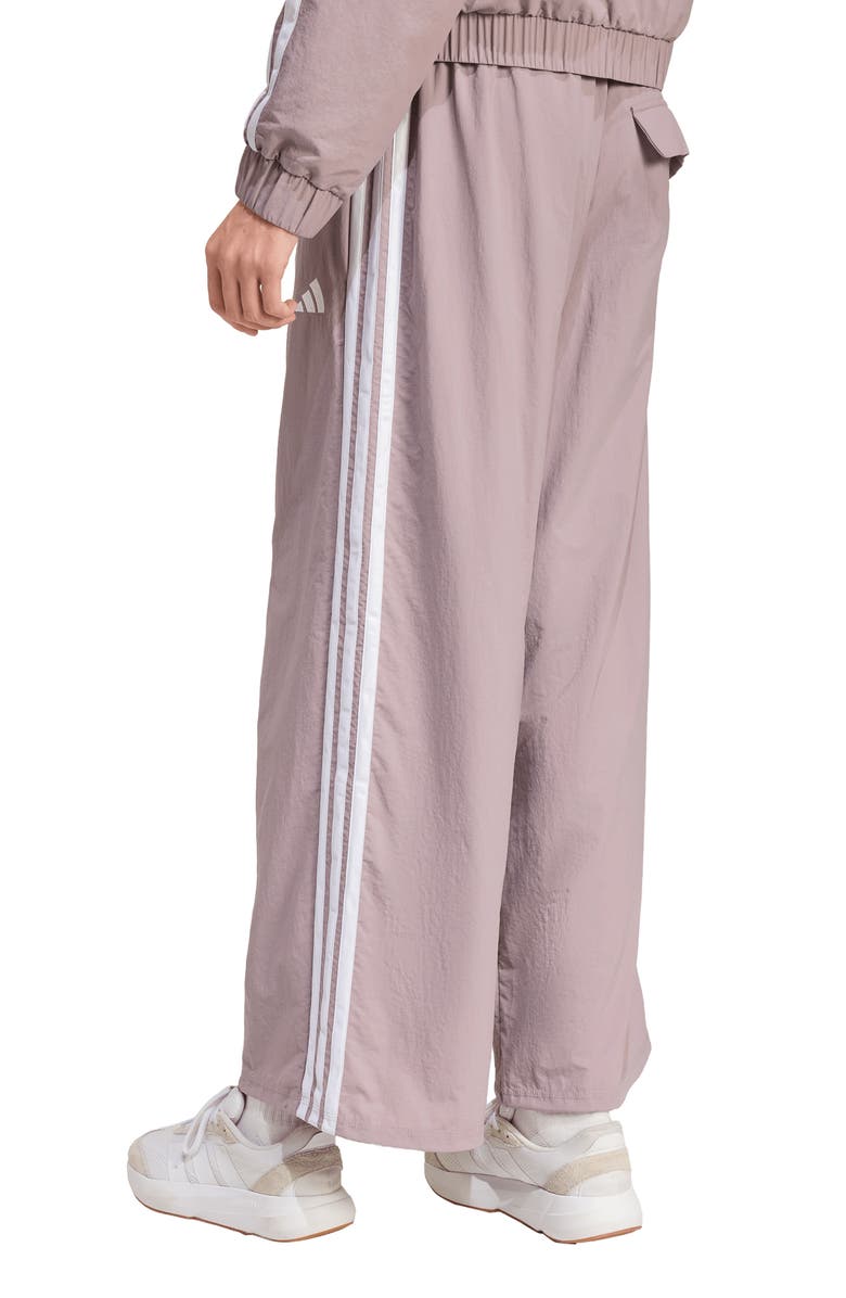 adidas 3-Stripe Wide Leg Track Pants, Alternate, color, Preloved Fig/ White