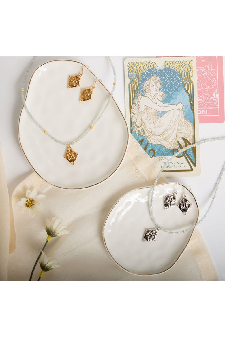 Pisces Zodiac Choker Necklace Aquamarine 18K Gold Plated Astrology Gemstone Jewelry, Alternate, color, White