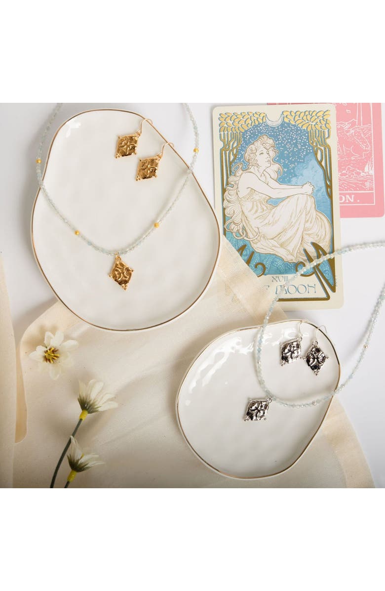 Seven Saints Pisces Zodiac Choker Necklace Aquamarine 18K Gold Plated Astrology Gemstone Jewelry, Alternate, color, Gold