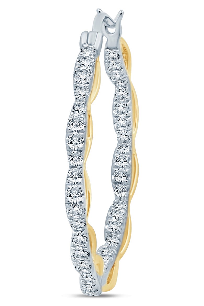 Diamond Hoop Earrings - 0.25ct., Alternate, color, WHITE GOLD/ YELLOW GOLD