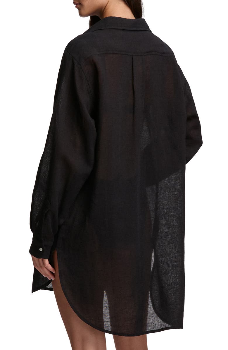 Polo Ralph Lauren Boyfriend Long Sleeve Cover-Up Tunic, Alternate, color, Black