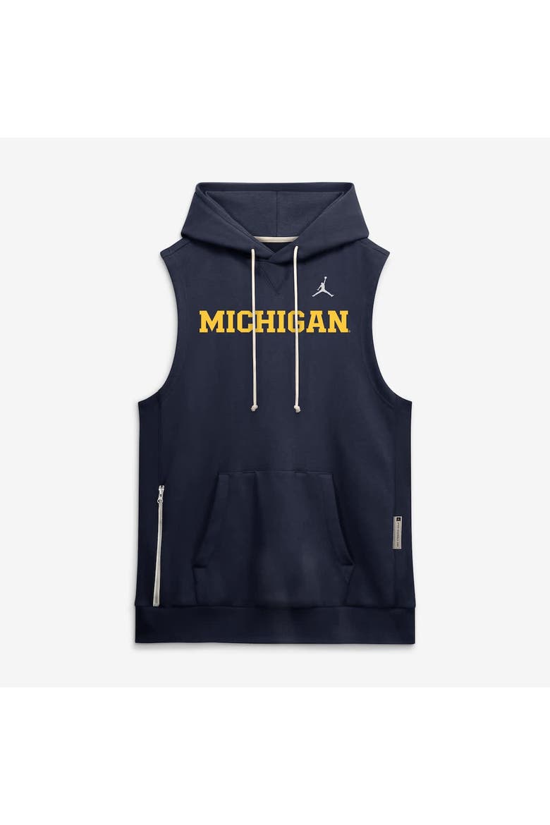 Men's Jordan Brand  Navy Michigan Wolverines 2026 Sideline Sleeveless Dri-FIT Hoodie, Alternate, color, Navy