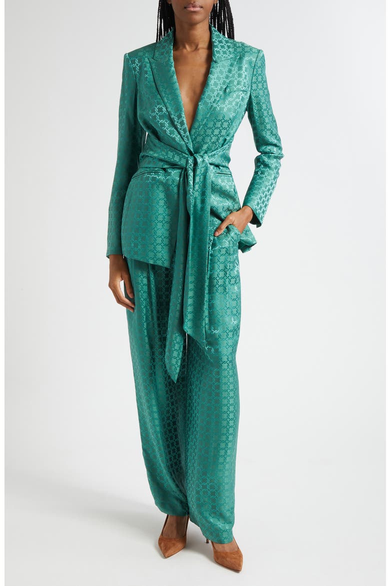 Issel Chain Print Tie Waist Jacket, Alternate, color, CLOVER