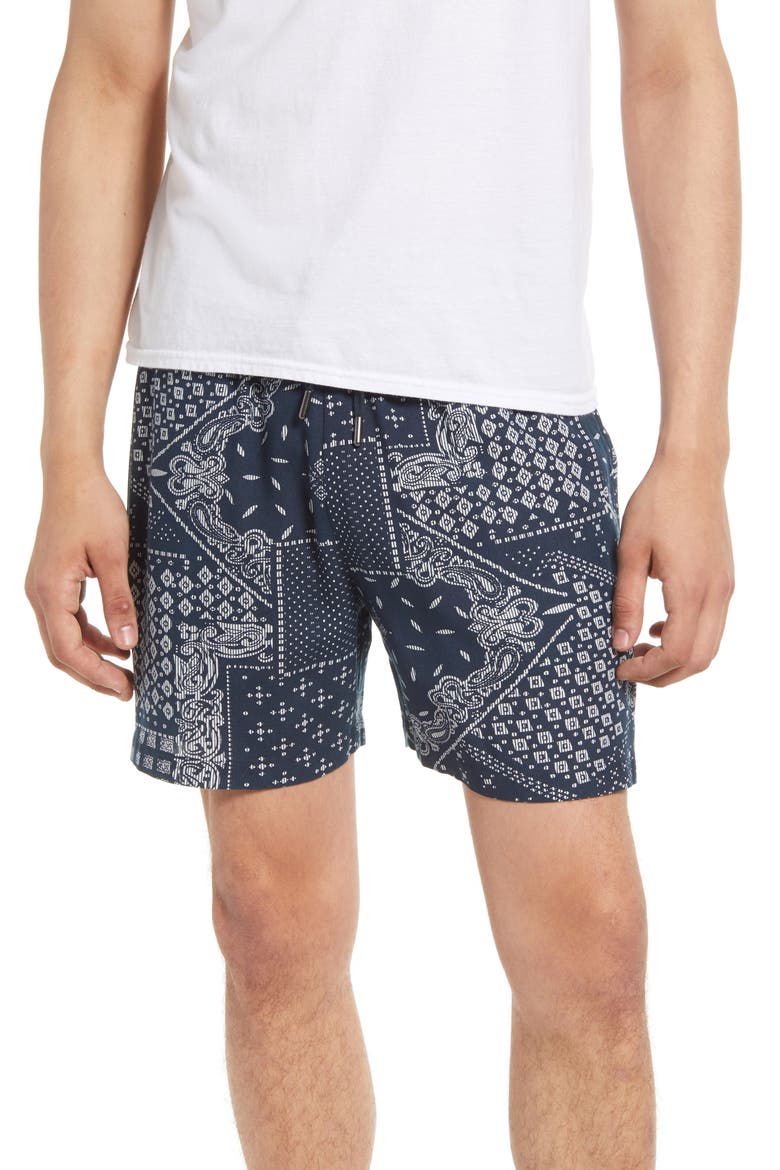 Men's Bandana Tile Shorts, Main, color, NAVY