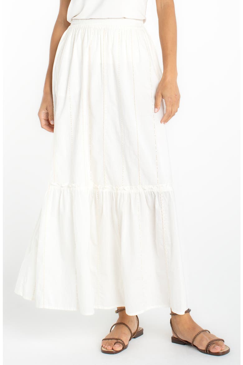 Tiered Maxi Skirt, Main, color, CREAM STRIPE EMBROIDERED