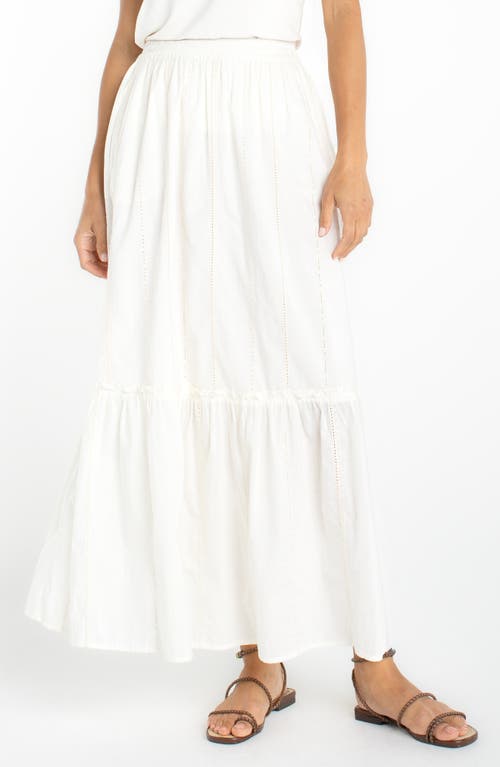 Liverpool Tiered Maxi Skirt in Cream Stripe Embroidered at Nordstrom, Size X-Large