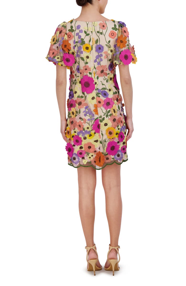 Eliza J Floral Embroidered Puff Sleeve Cocktail Dress, Alternate, color, 