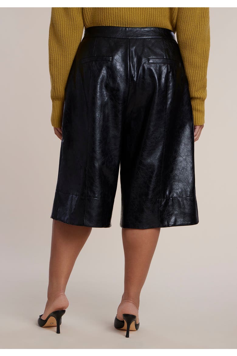 Textured Faux Leather Culotte, Alternate, color, BLACK ONYX
