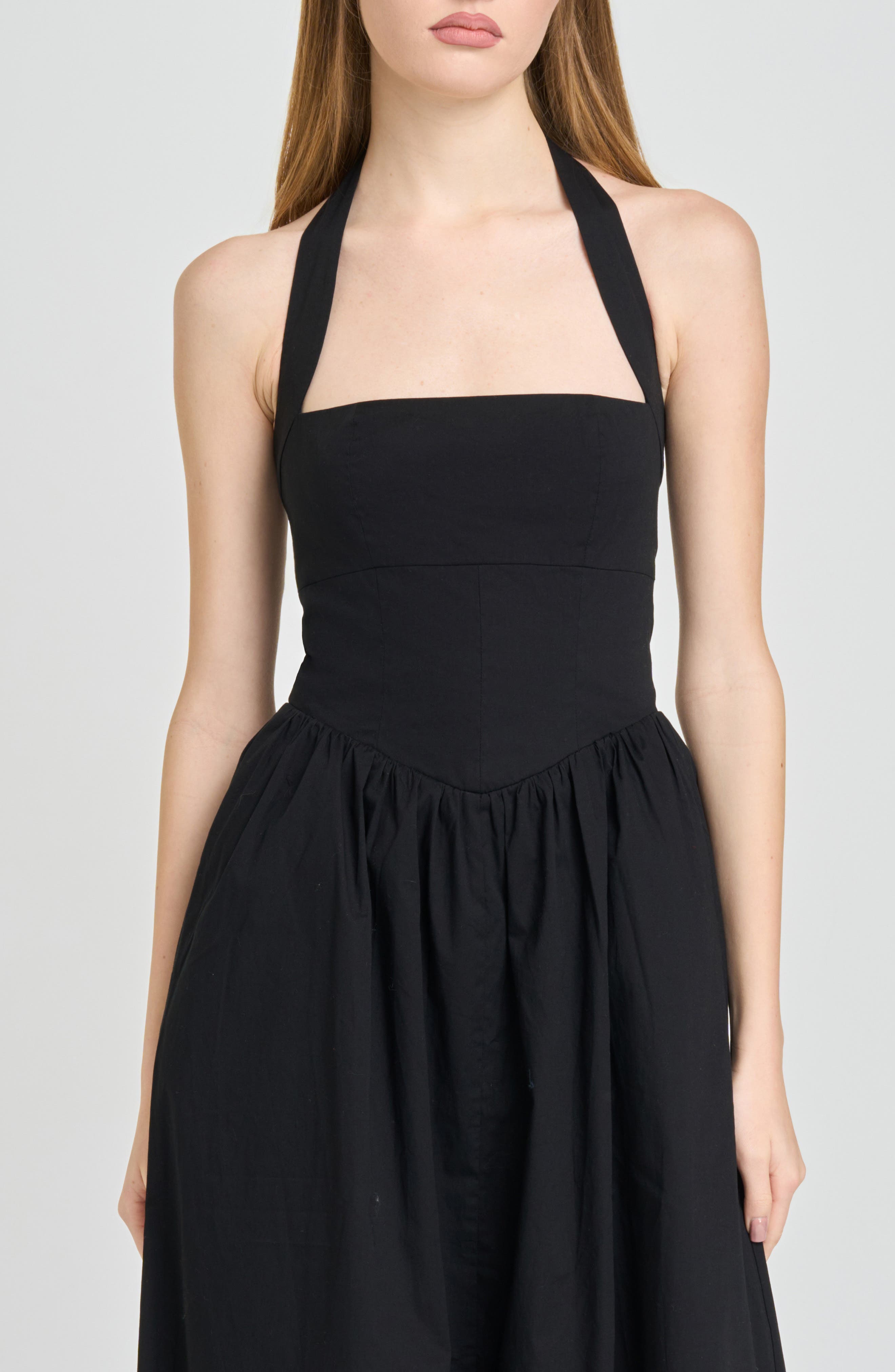 Camellia Halter Neck Stretch Cotton Midi Dress (Women) | Nordstrom