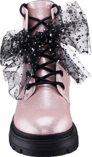 Kids' Tink Crystal Mesh Bow Glitter Combat Boot