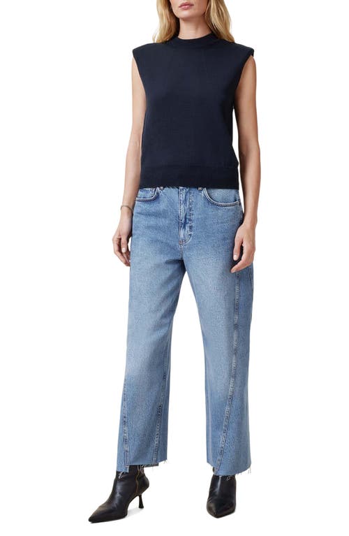 Shop Allsaints Kayla Cap Sleeve Merino Wool Sweater In Ink Blue