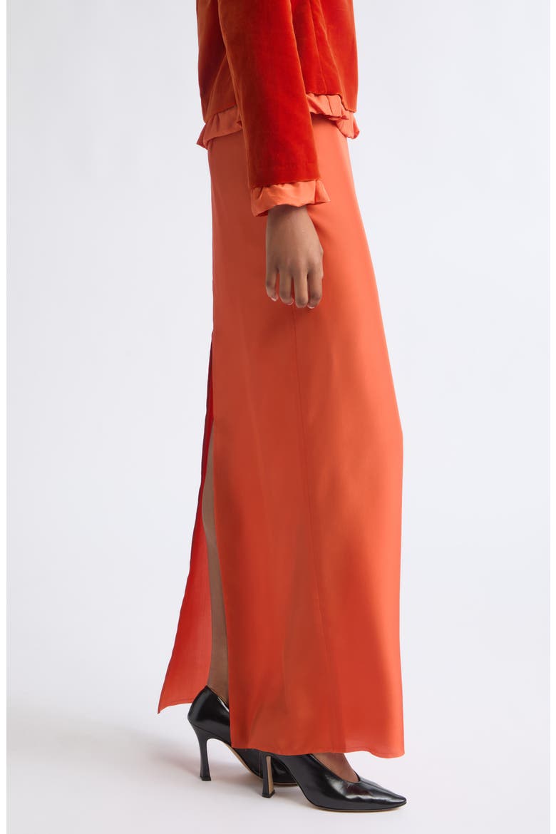 Silk Habotai Maxi Slip Skirt, Alternate, color, DEEP PERSIMMON
