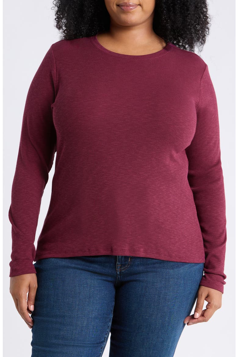 Crewneck Knit Top, Main, color, BURGUNDY BANNER