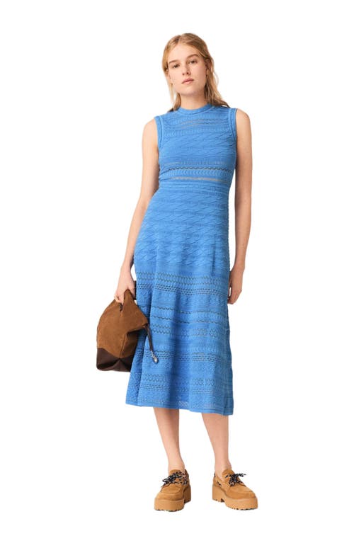 maje Pointelle knit maxi dress in Blue at Nordstrom, Size 42