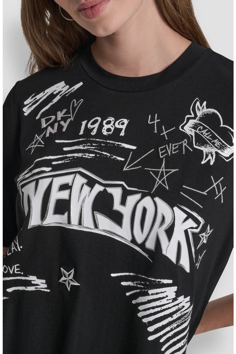 Embroidered 1989 Notebook Scribbles Graphic T-Shirt, Alternate, color, BLACK
