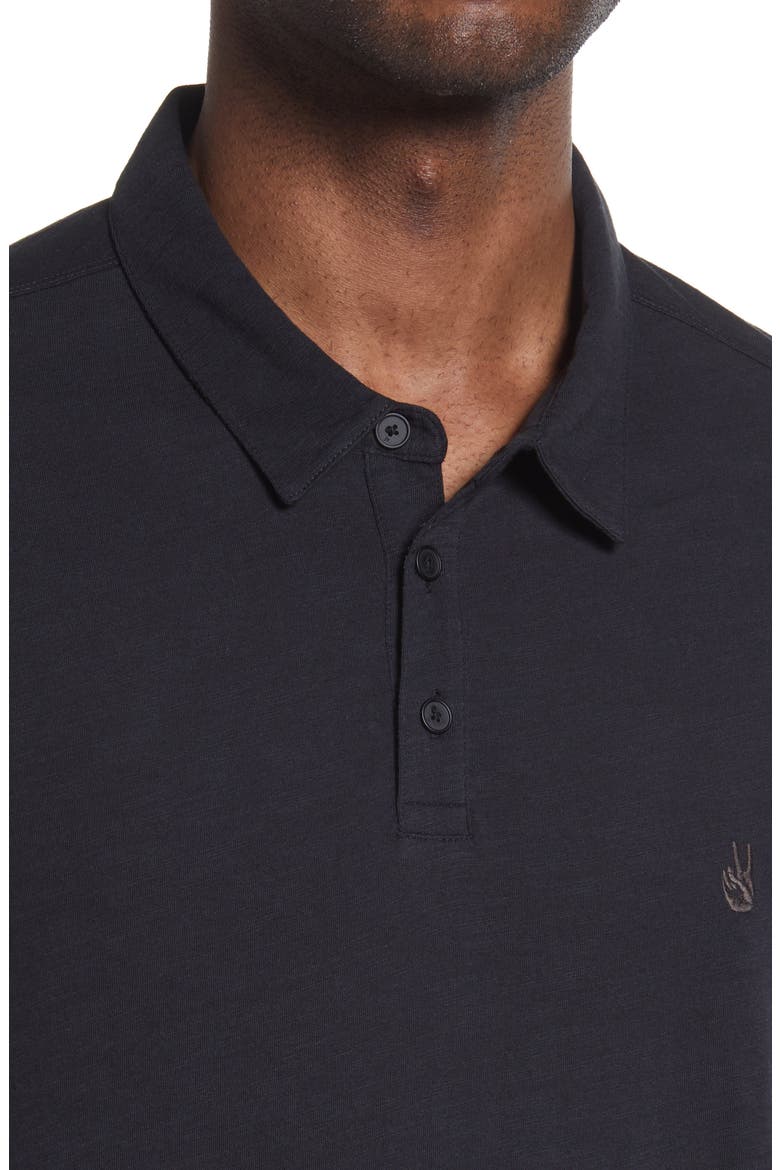 Men's Victor Solid Slub Cotton Polo, Alternate, color, BLACK