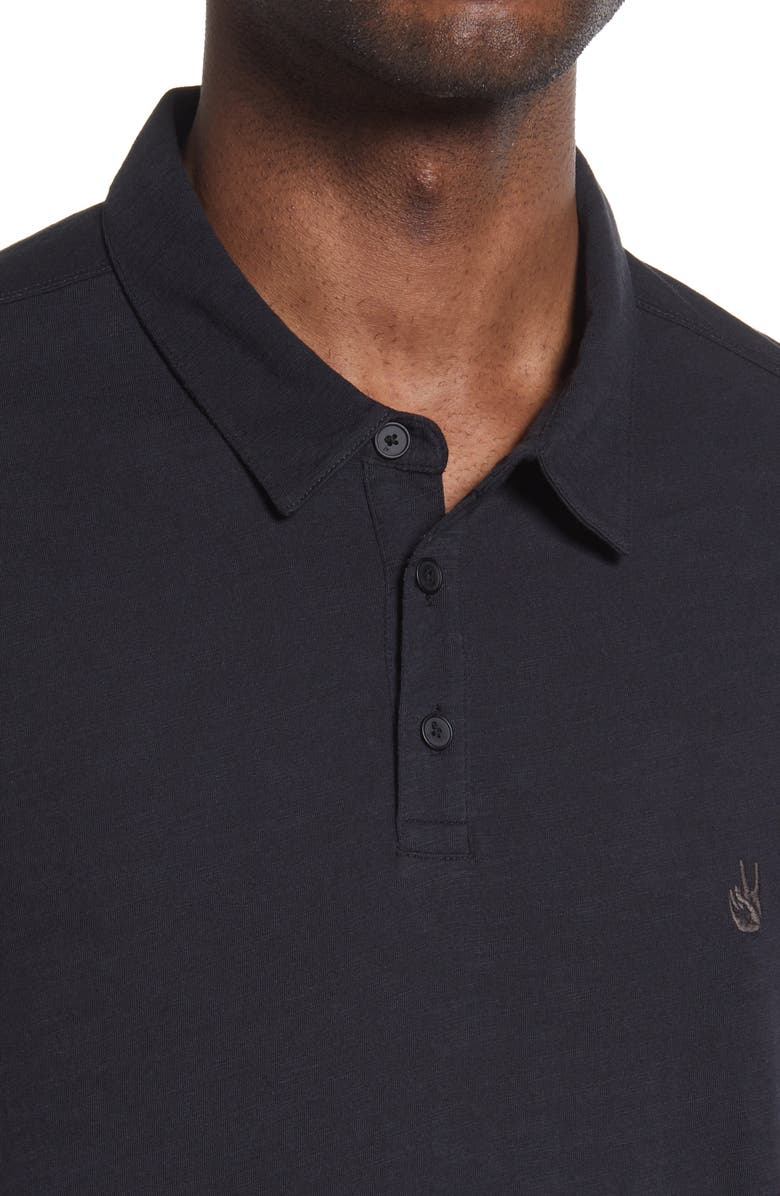 John Varvatos Men's Victor Solid Slub Cotton Polo, Alternate, color, Black