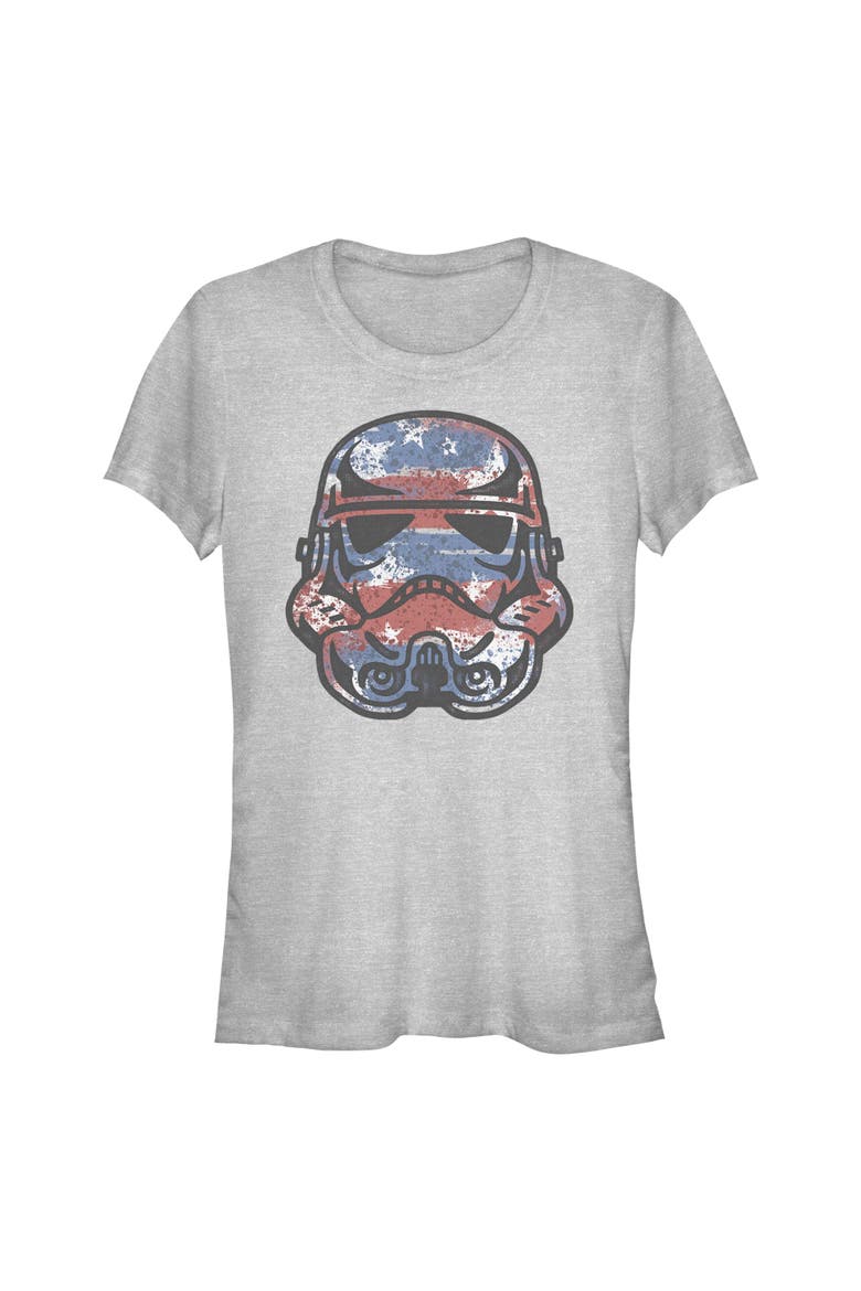 Junior's Patriotic Stormtrooper Short Sleeve Graphic T-Shirt, Main, color, Athletic Heather