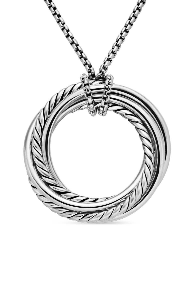 Sterling Silver & Diamond Crossover Pendant Necklace, Alternate, color, DIAMOND