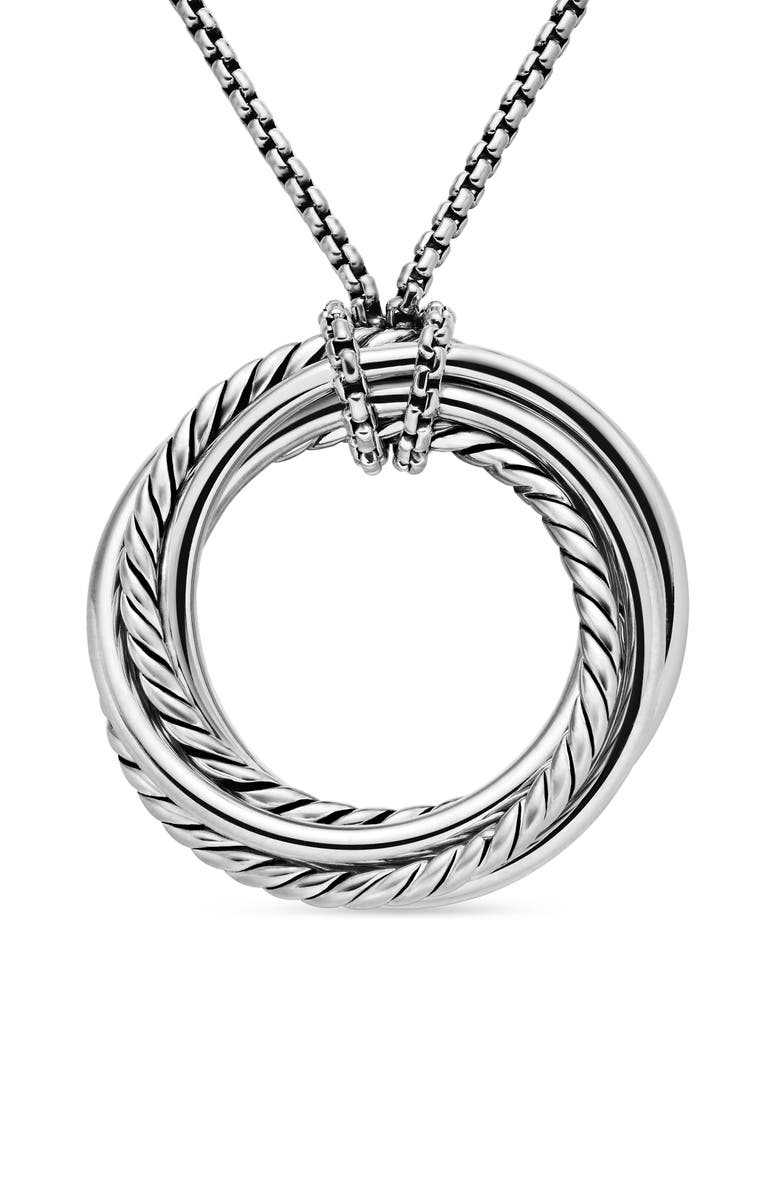 David Yurman Sterling Silver & Diamond Crossover Pendant Necklace, Alternate, color, Diamond
