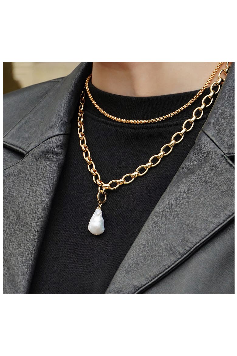Florence Freshwater Pearl Pendant Collar Necklace, Alternate, color, PEARL/ GOLD