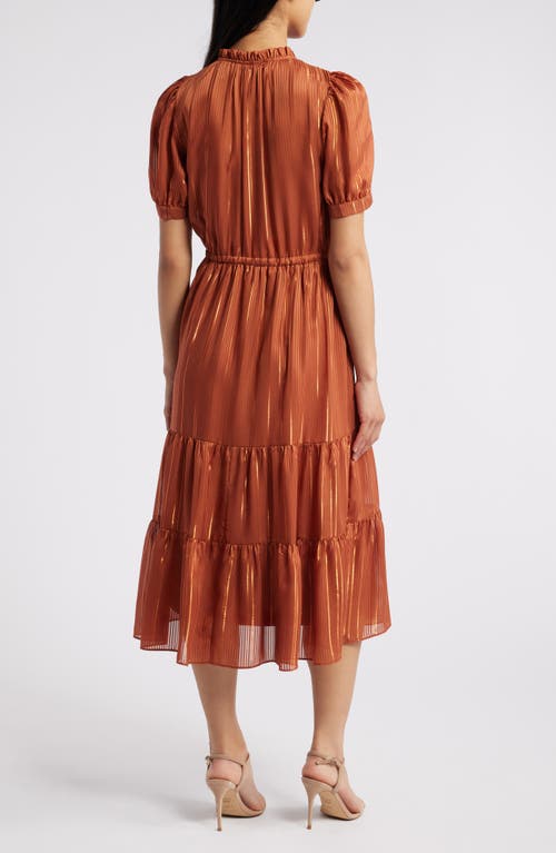Julia Jordan Metallic Stripe Tiered Midi Dress