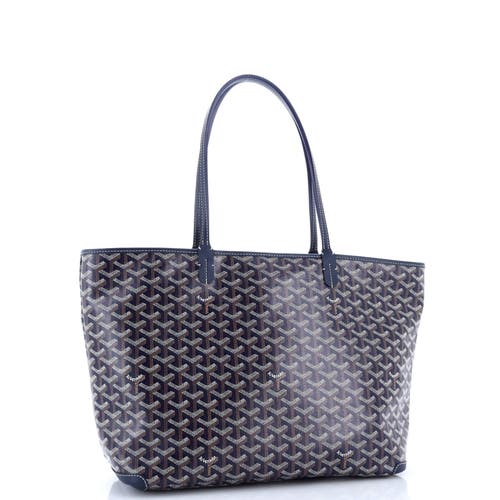 Pre-owned Goyard Goyard Artois Tote Coated Canvas Mm In Blue