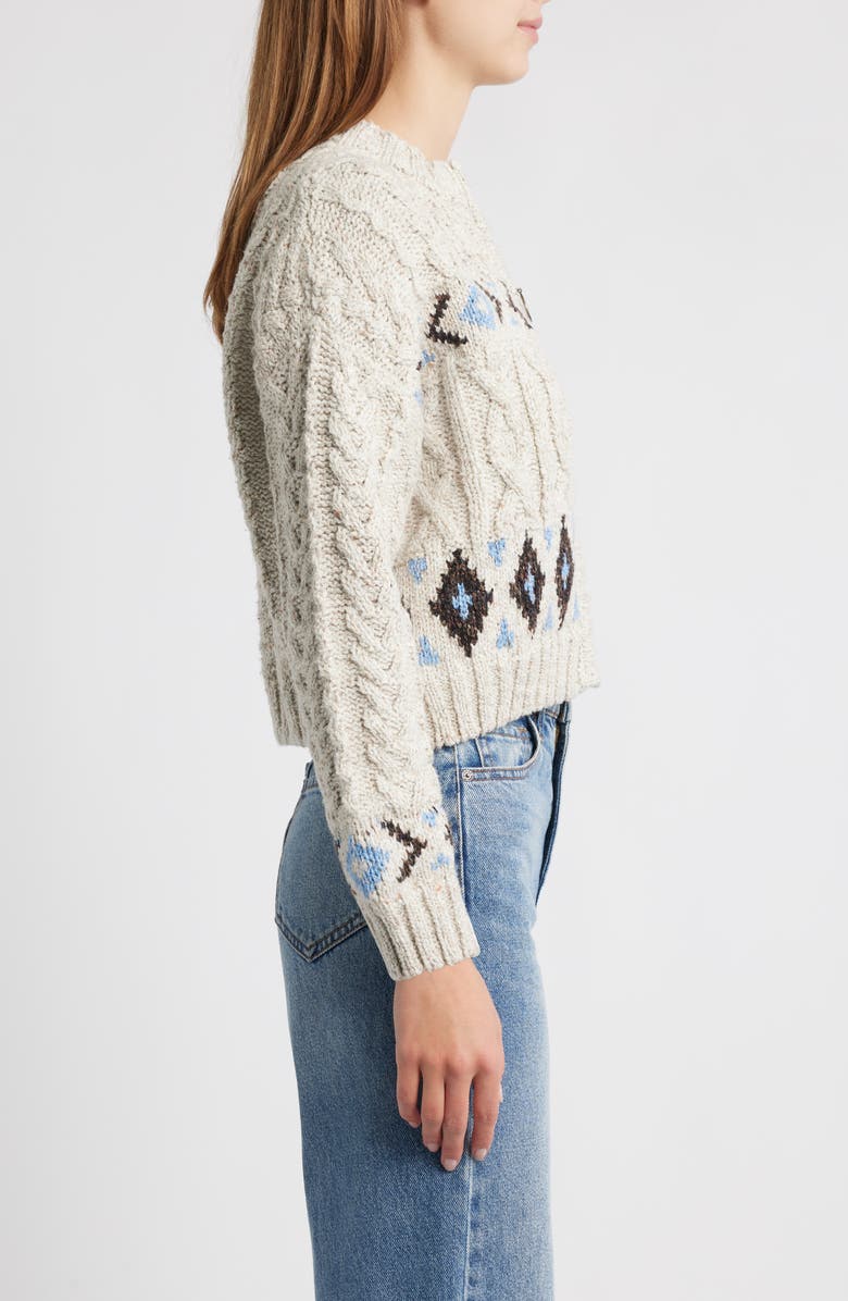 THE GREAT. The Cavern Wool Blend Zip-Up Cardigan, Alternate, color, Oat