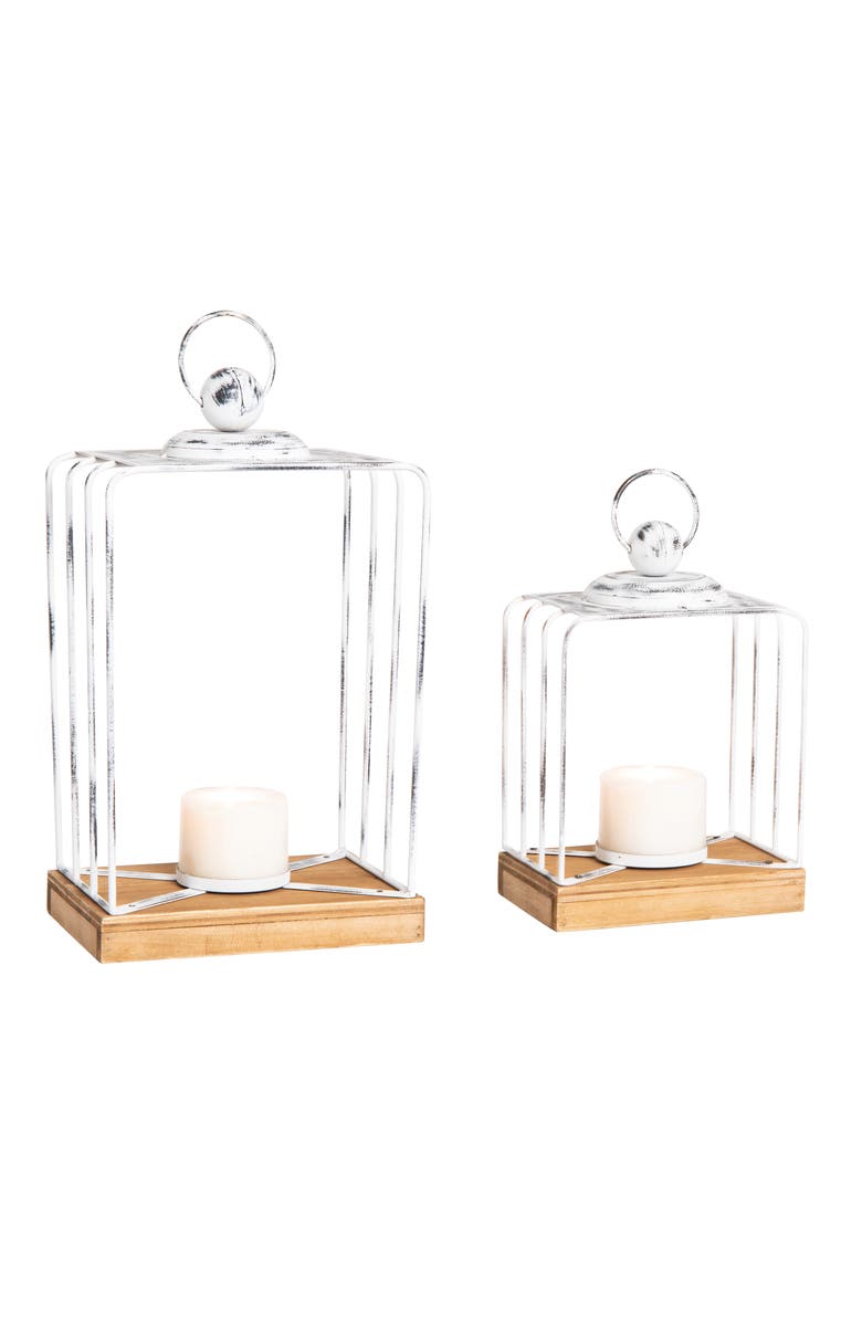 Transpac Multicolor Harvest Rustic Lanterns Set of 2 Metal Candle Holders, Main, color, Metallic Gold