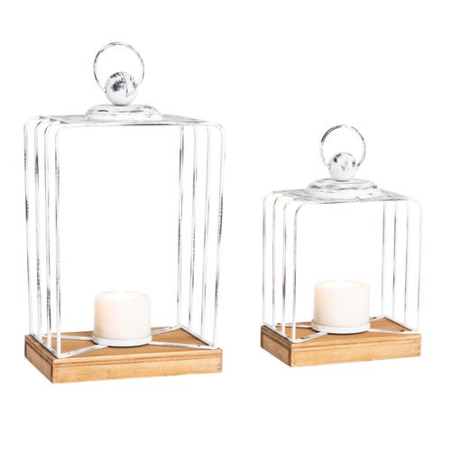 Transpac Multicolor Harvest Rustic Lanterns Set Of 2 Metal Candle Holders