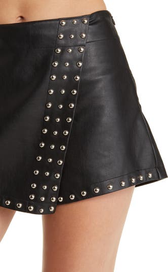 Emmy Studded Faux Leather Miniskort