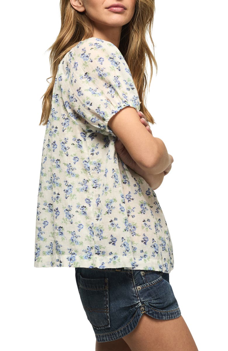 Lucky Brand Flowy Raglan Sleeve Top, Alternate, color, Cream Floral