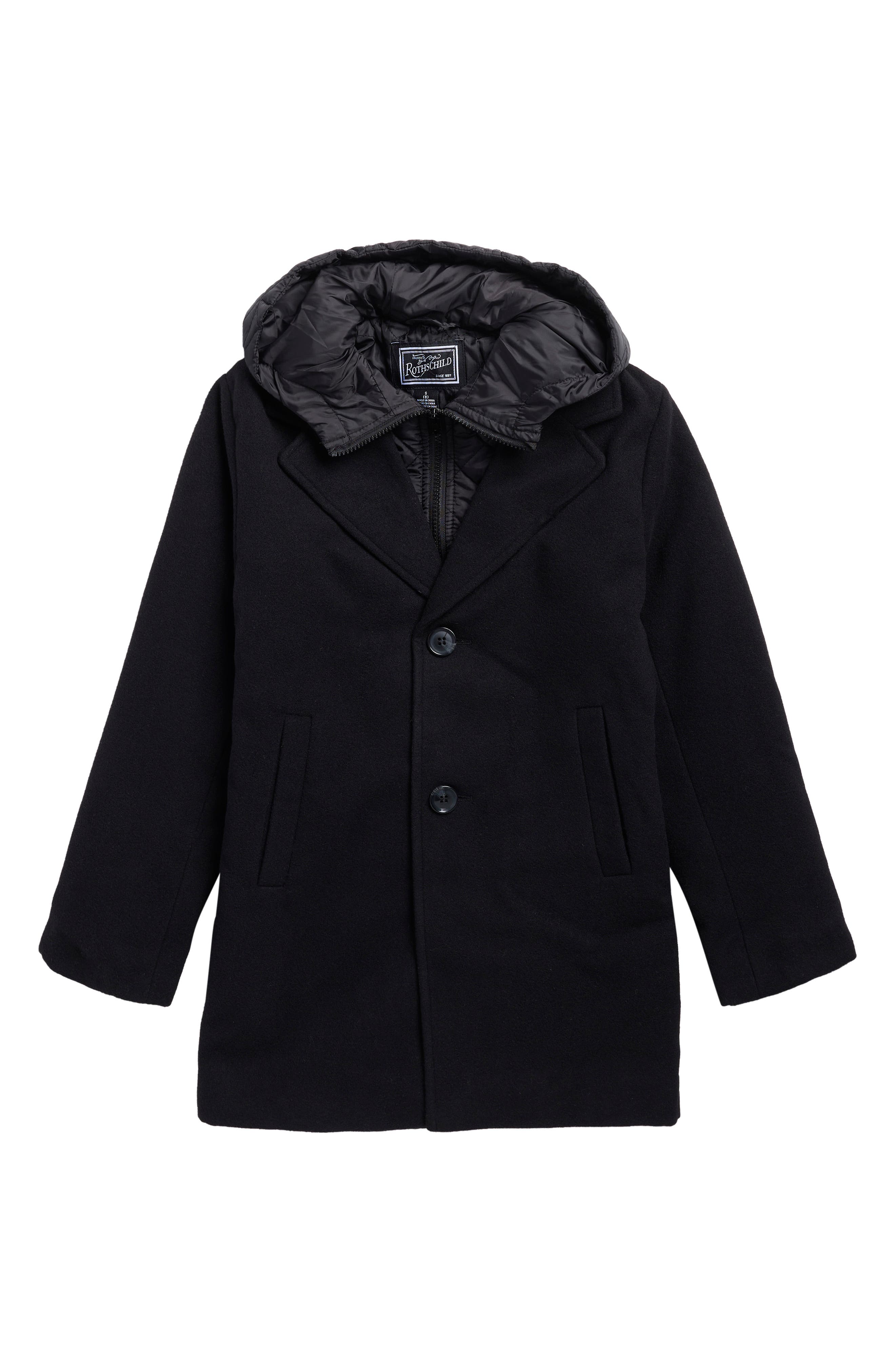 Rothschild Kids' Hybrid Hooded Coat In Black