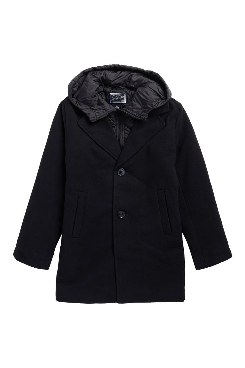Kids' Hybrid Hooded Coat, Main, color, BLACK