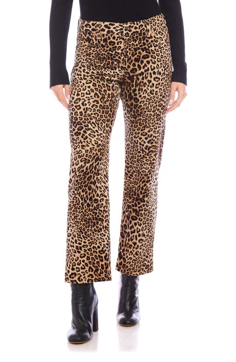 Leopard Flared Corduroy Pants