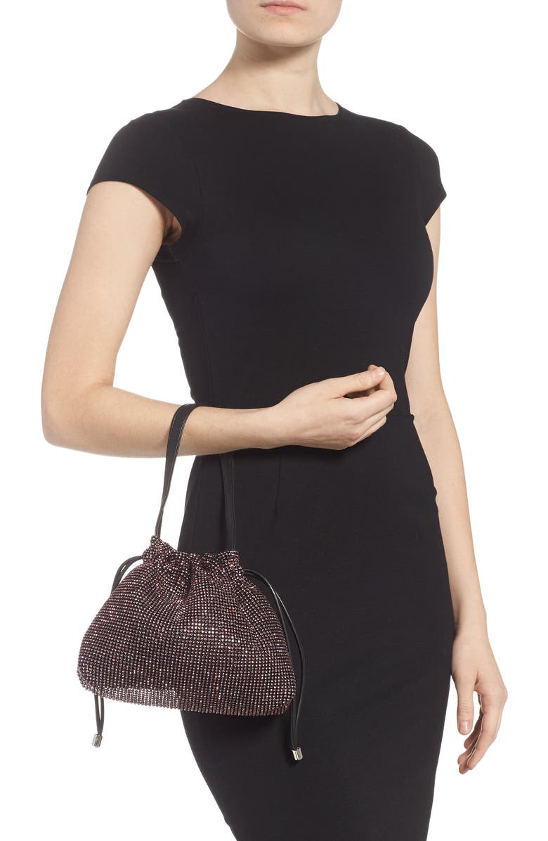 Topshop Dina Diamante Drawstring Bag, Alternate, color,