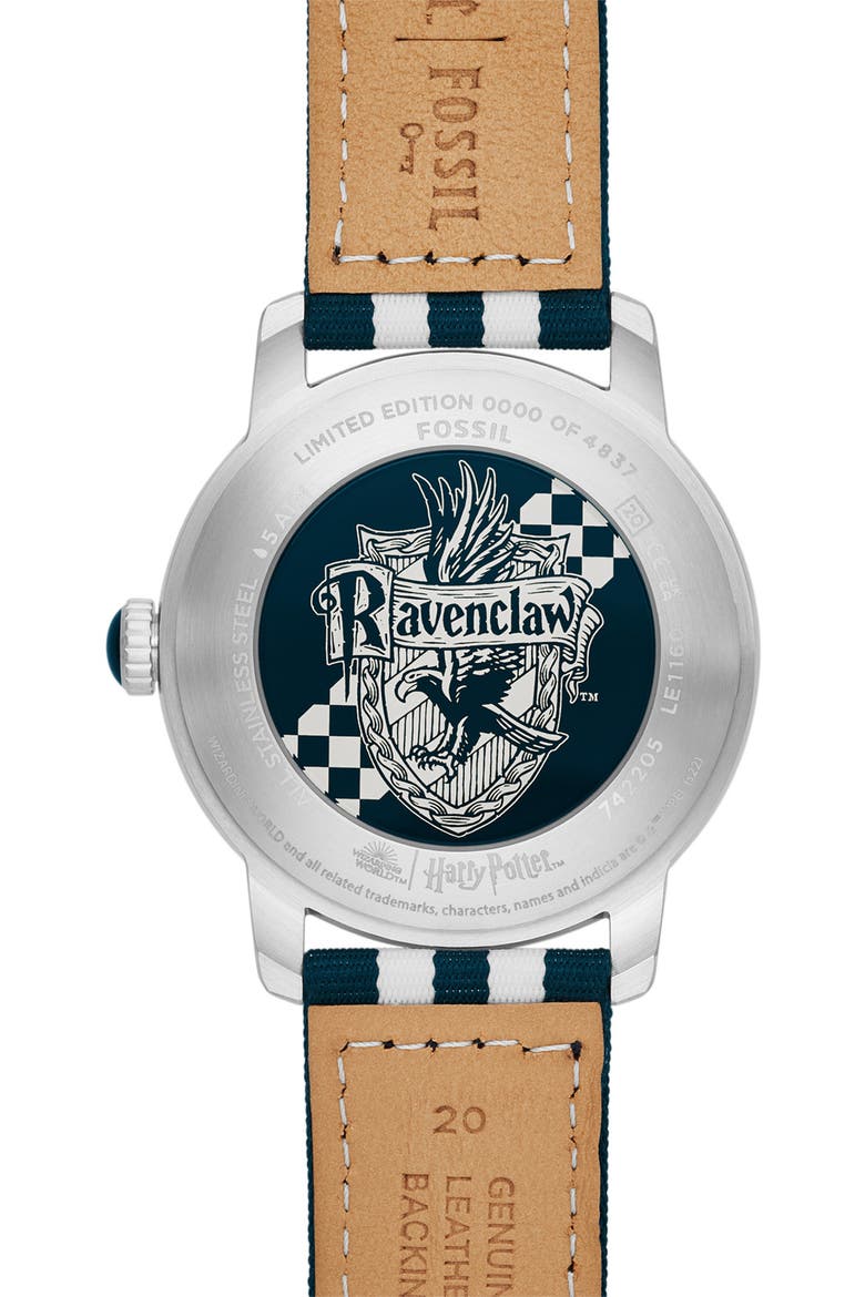 x Harry Potter™ Limited Edition Ravenclaw™ Hogwarts™ House Strap Watch, 40mm, Alternate, color, SILVER/NAVY/WHITE