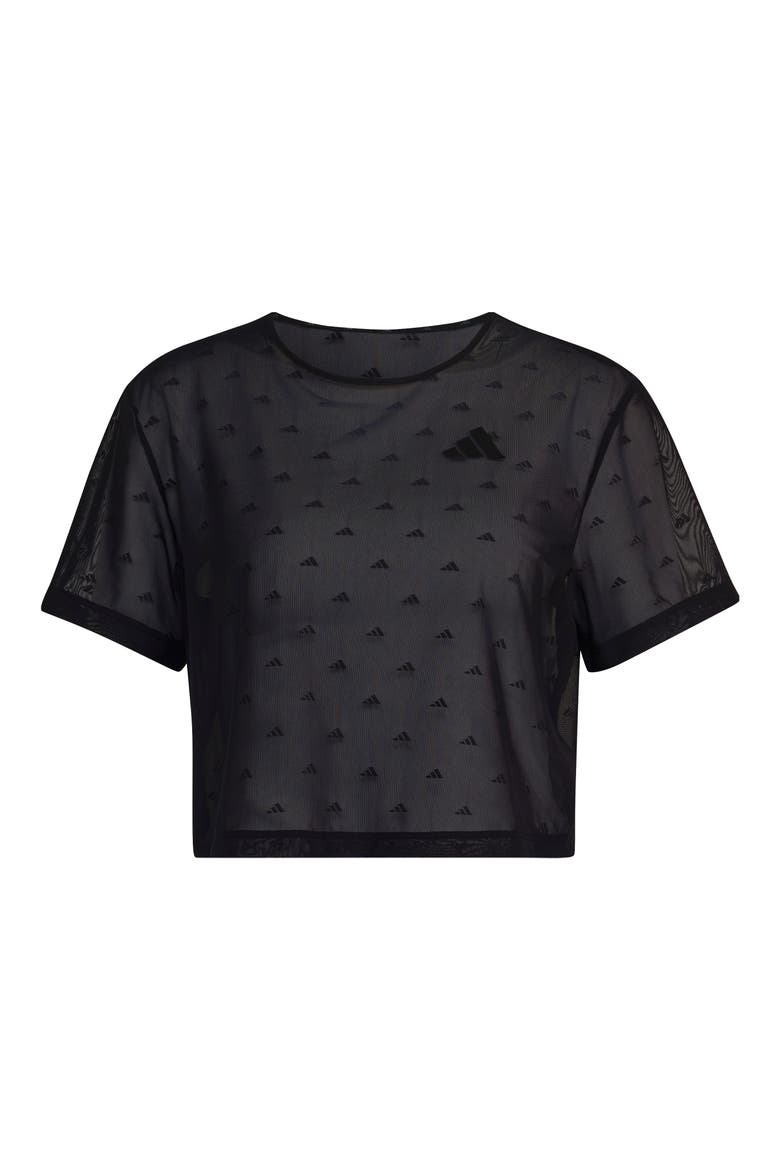 Essential Logo Jacquard Mesh T-shirt, Alternate, color, BLACK