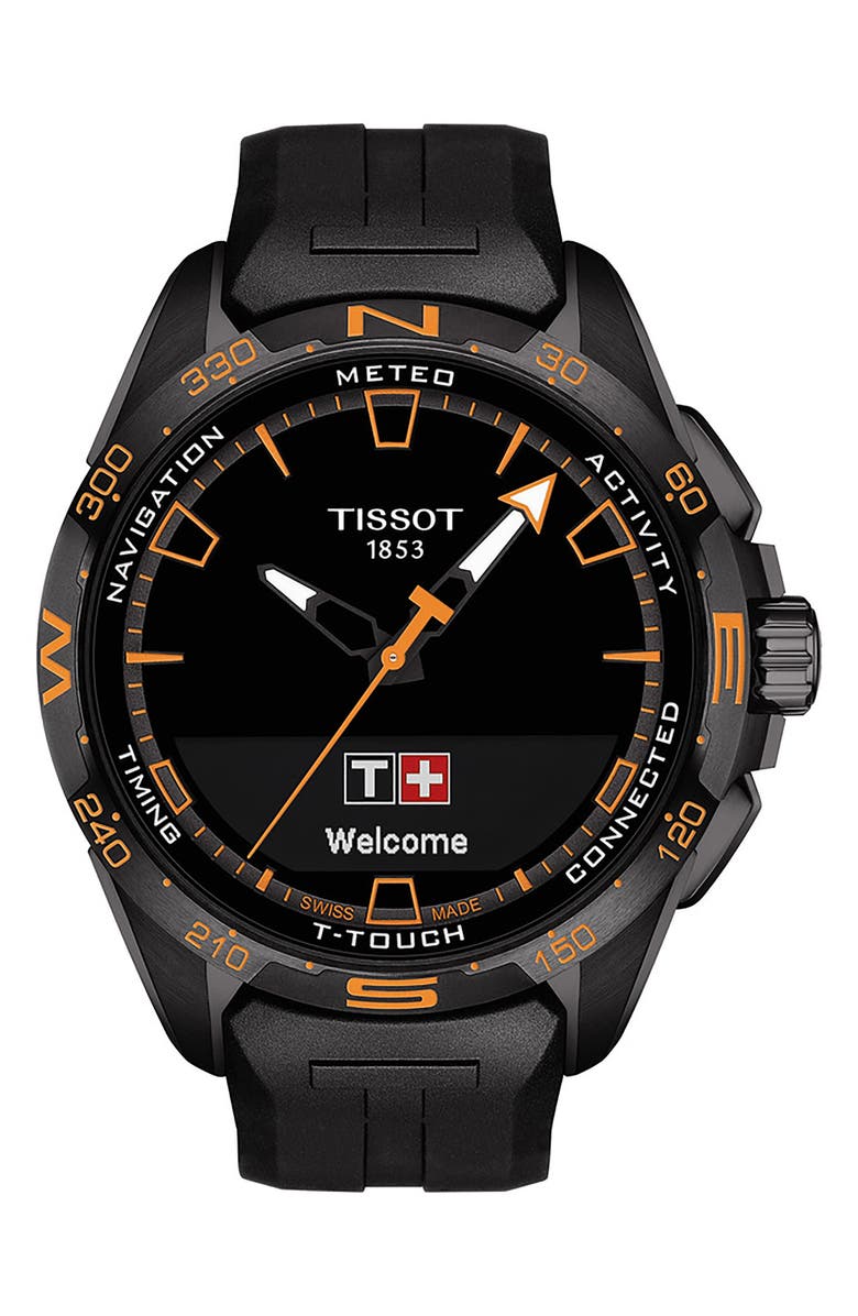Tissot T-Touch Connect Solar Smart Silicone Strap Watch, 47.5mm, Main, color,