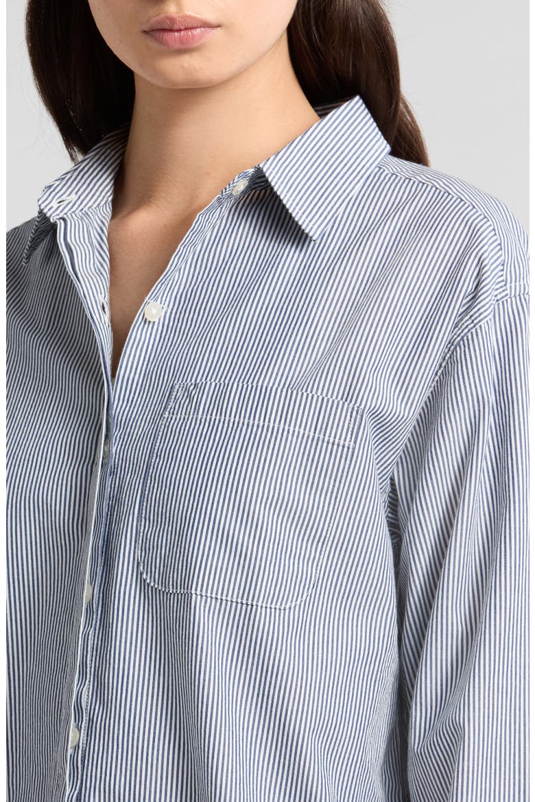 Stripe Oversize Button Back Cotton Button-Up Shirt, Alternate, color, NAVY STRIPE