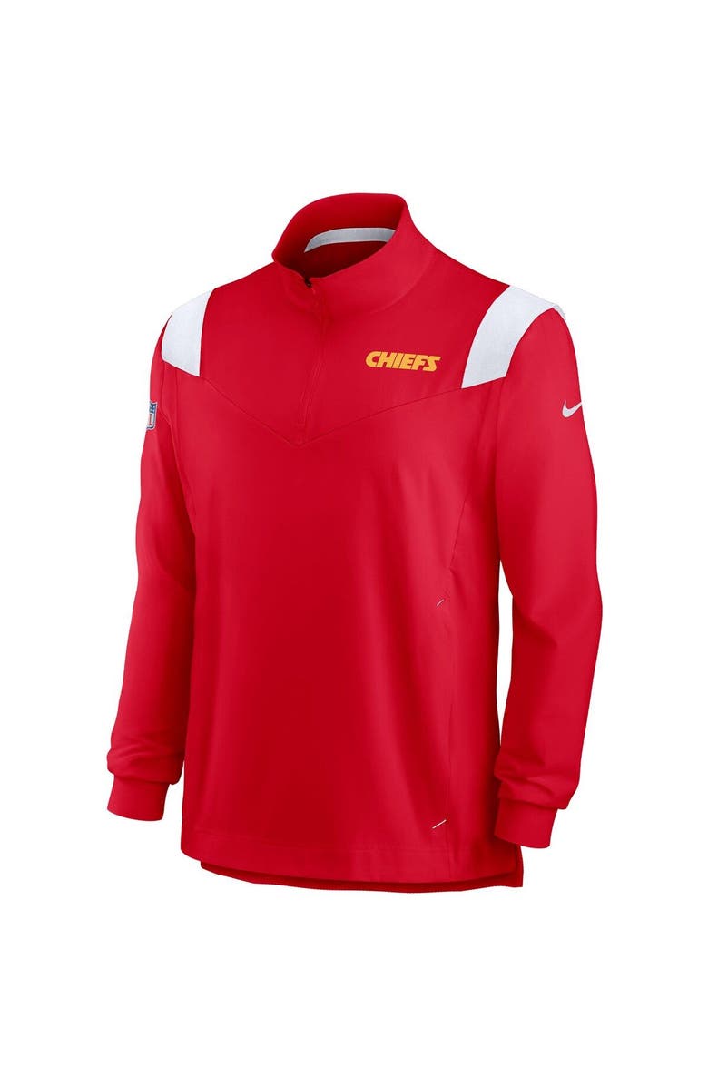 Nike Men's Nike Red Kansas City Chiefs 2021 Sideline Coaches Repel Quarter-Zip Jacket, Alternate, color,