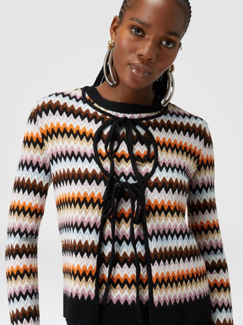Missoni Striped Wool Knit Self-tie Cardigan In Multicoloured